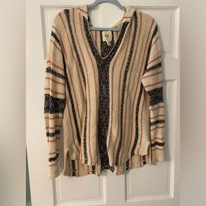 Billabong Baja Beach Hooded Sweater Black White Blush Pink Size Medium